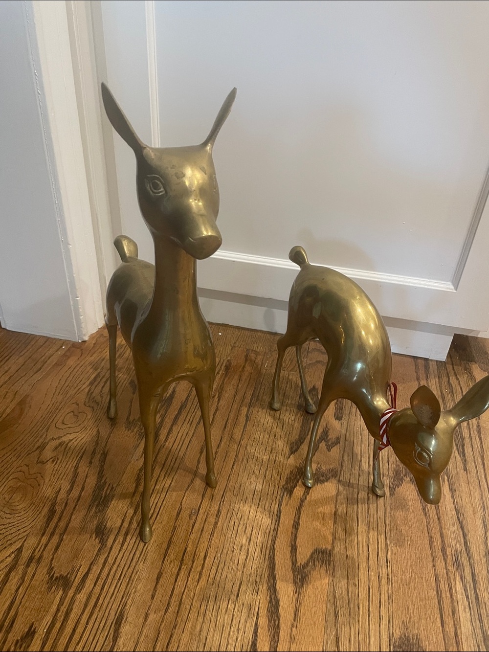Brass Deer Figurine Set - Gold Home Accent 15” and 8” height to top of ear